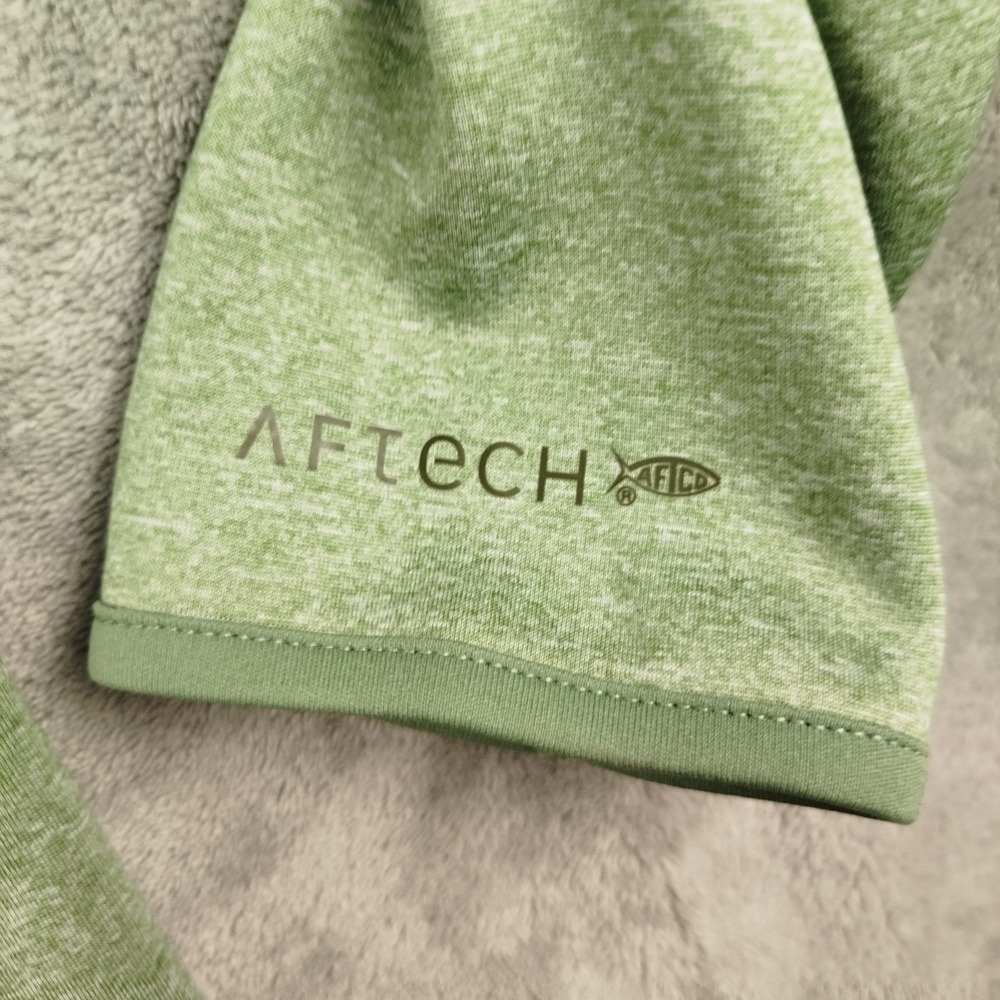 AFTCO AFTech Performance Fleece 1/4 Zip Pullover Men L Green Outdoor Fish Tech - Picture 6 of 12